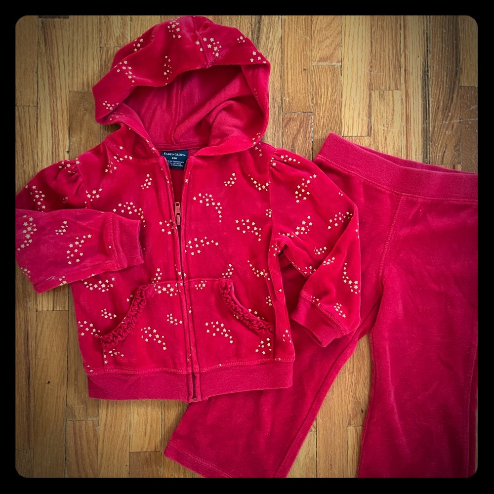 Girls Red sweatpants and hooded jacket 24month